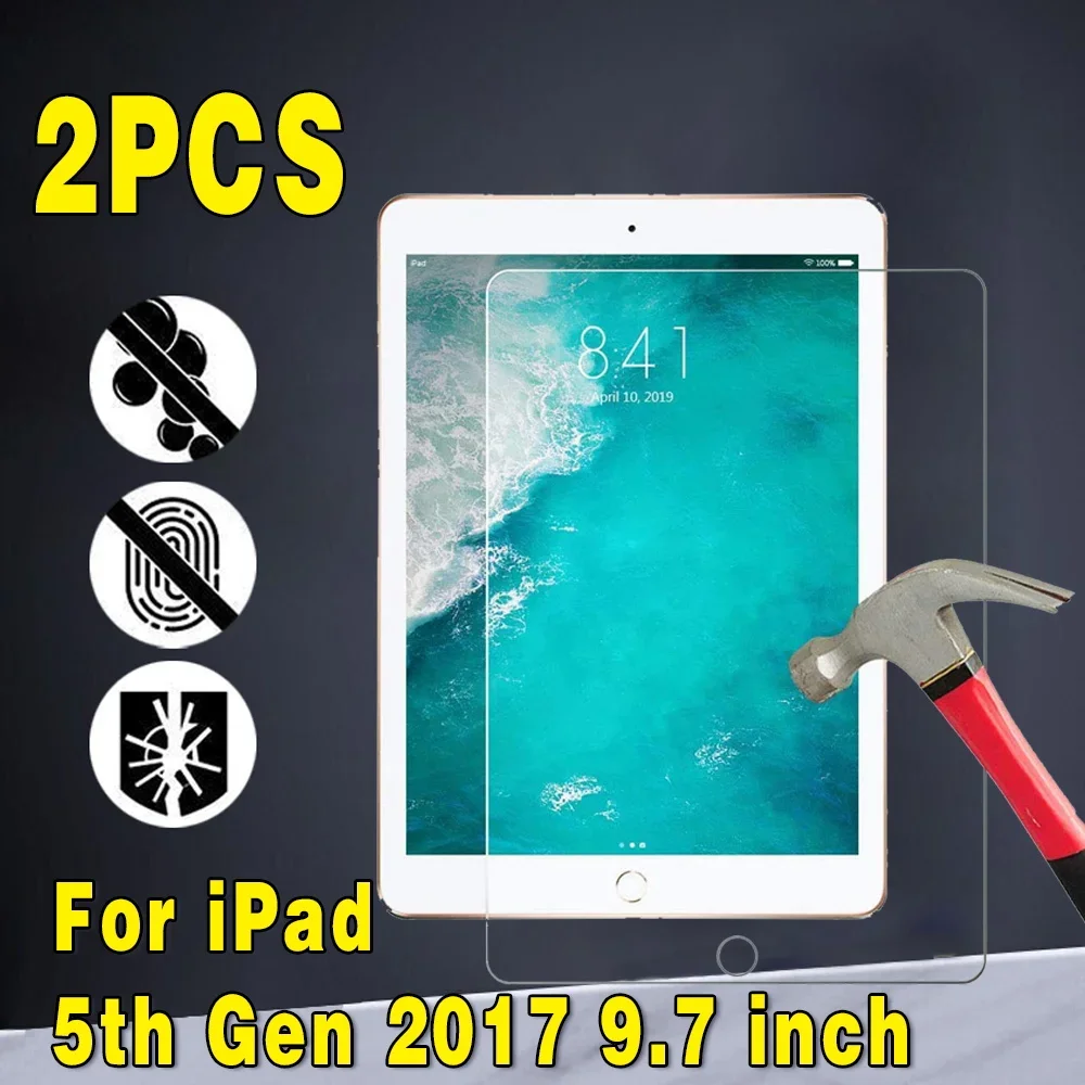 2 Stück Apple iPad 5. Generation 9,7 Zoll Tablet gehärtetes Glas 9h Anti-Finger abdruck Vollfilm abdeckung iPad Displays chutz folie