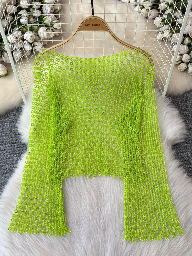 

Slim Fit Long Sve Me Топ для танцев с вырезами Модная уличная одежда ort Sle Commute Sle Корейская версия Faionable Cover up