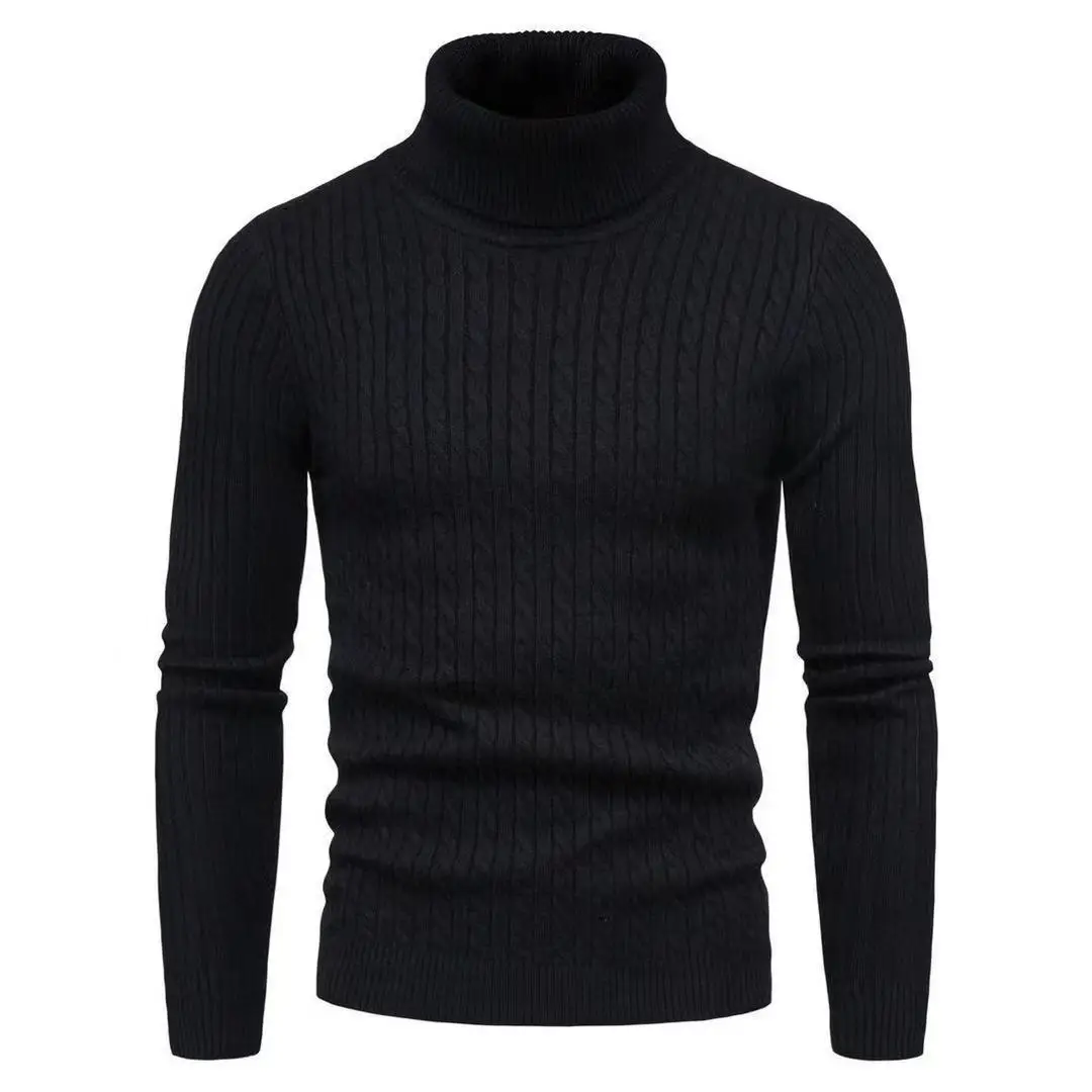 Autumn Winter Turtleneck Sweater Men Warm Fashion Solid Color Slim Fit Pullover Mens Knitted Sweater Bottoming Shirt Plus Size