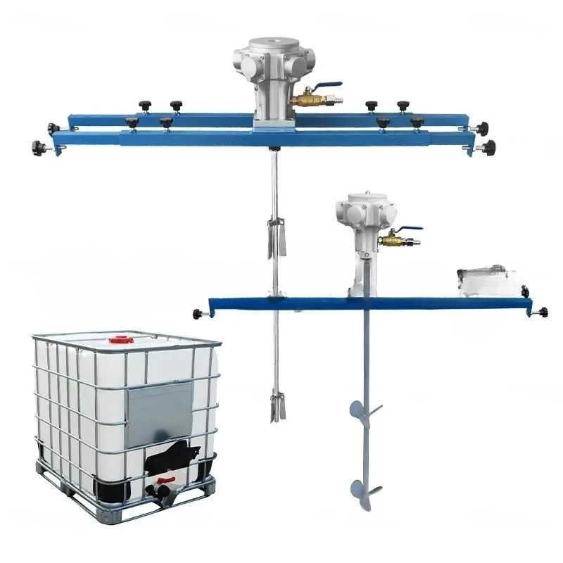 IBC Ton Barrel Special Stainless Steel Horizontal Plate Bracket Pneumatic Mixer Industrial Paint Coating Mixer Disperser