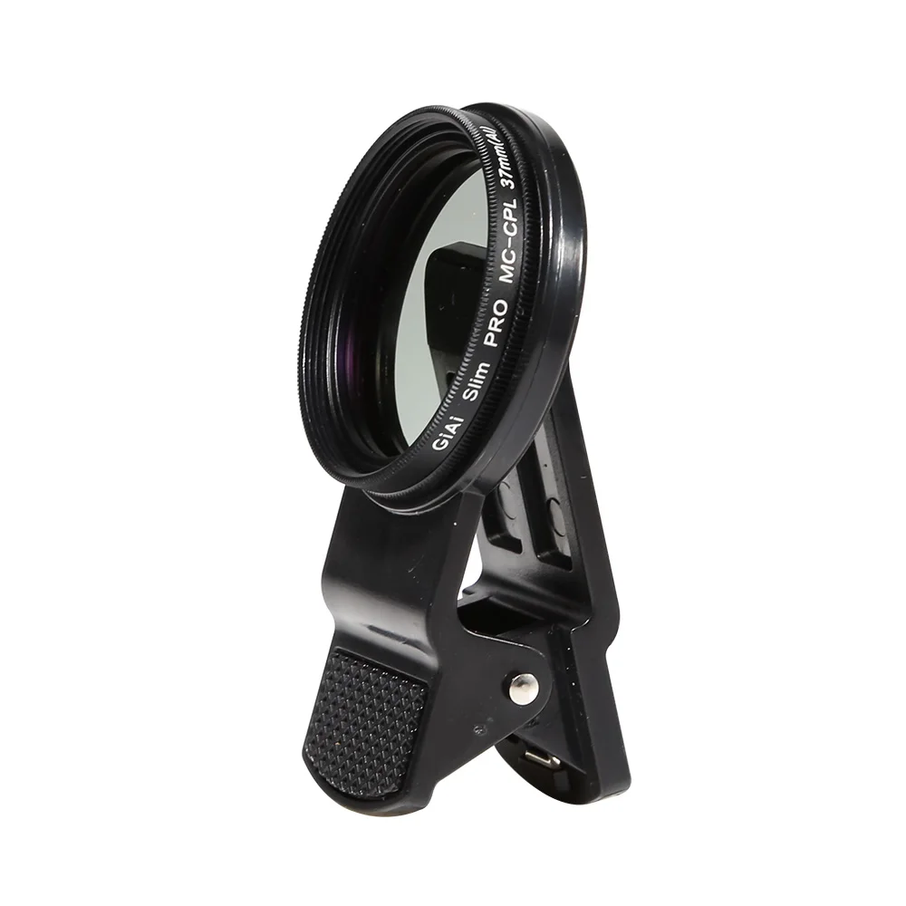 GiAi-filtro CPL para teléfono inteligente, lente polarizadora para cámara, 37mm, con abrazadera, Universal, para IPhone y Samsung
