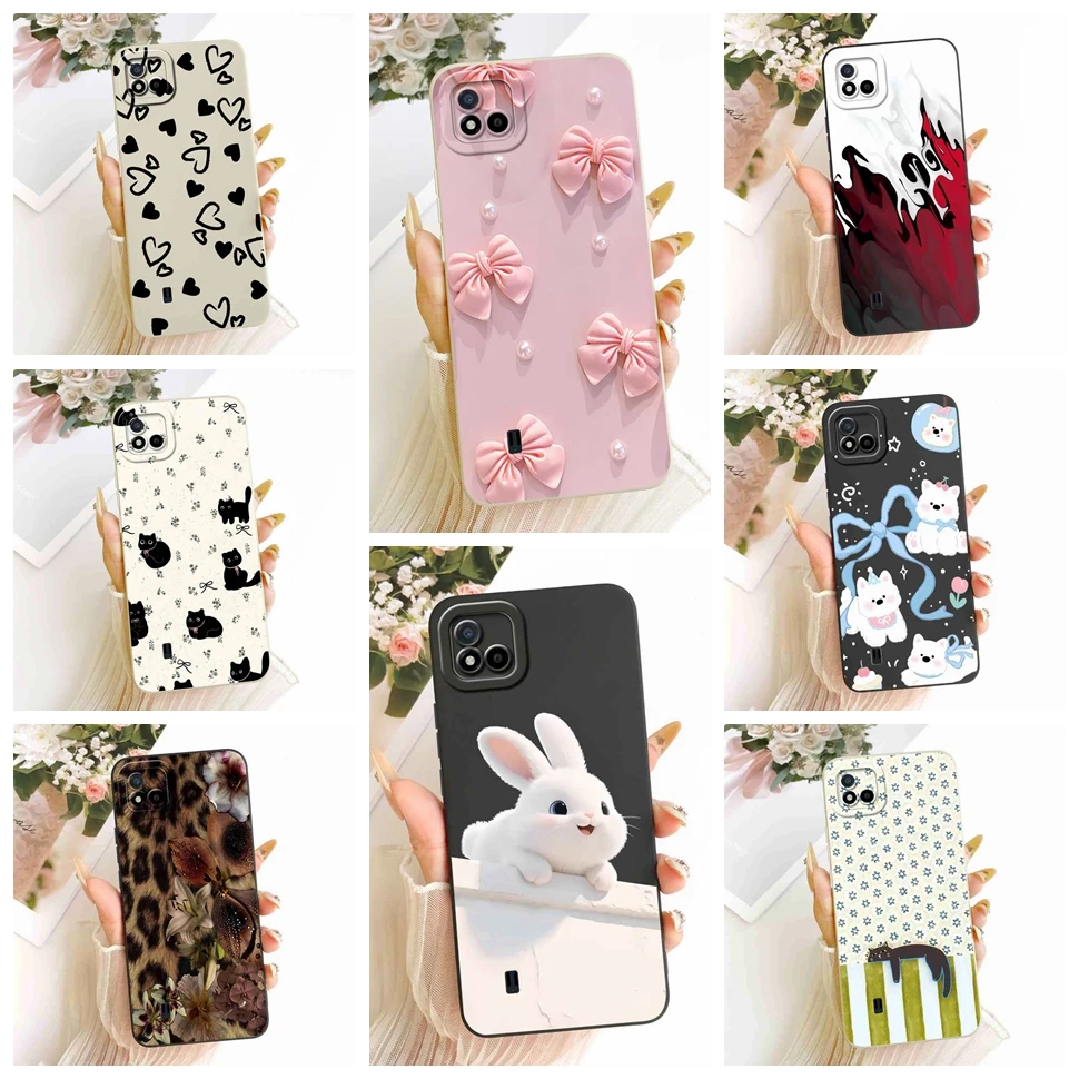 For Realme C20 RMX3063 RMX3061 Case Luxuriy Pearl Bow Silicone Back Cover For Realme c20 C20A 6.5" Phone Casing Bumper