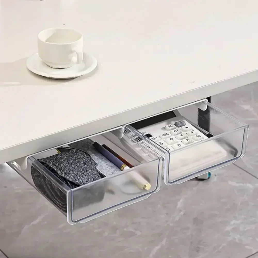 No-Punch Drawer Storage Box Hidden Miscellaneous Storage Drawer Organizer Undertable Drawer Tray Under Desk Drawer Office