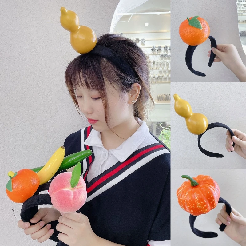 Soft Pepper Headband Funny Fruit Hair Hoop Banana Hairband Stuffed Vegetable Hairband Cartoon Costume for Party X4YC