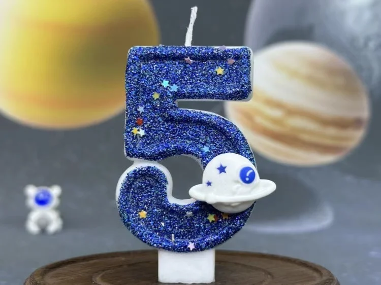 DIY Planet-Thema Raumschiff 0-9 DIY digitale Kerze Dunkelblaue Geburtstagskerze Weltraum-Thema Party-Kuchendekoration – Detail 15