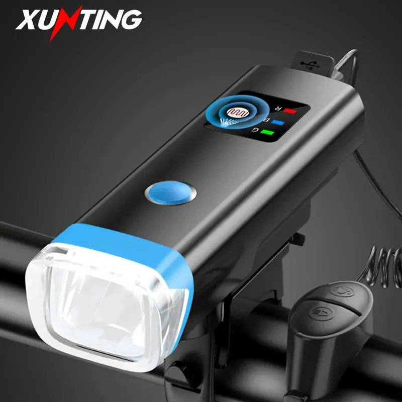 Xunting Bicycle Front Lights Auto Shut Off Super Bright USB Rechargeable Set LED Bike Lights Waterproof Headlight Flashligh Horn