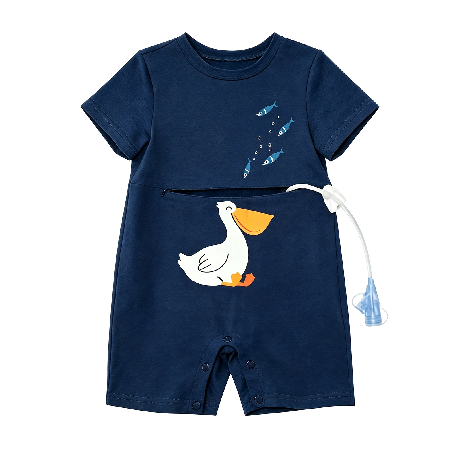 Toddler Baby Special Needs Adaptive Clothing Suitable for Gastric Tube Diaper Changing Button Crotch Romper with Feeding Access