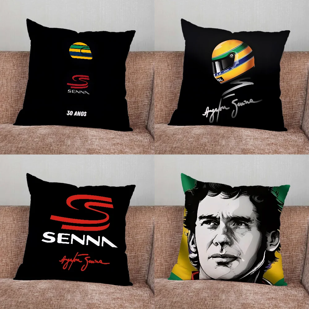 Racing Driver A-Ayrton S-Senna Pillow Case For Home Bedroom Car Office Decoration Living Room Sofa Cushion Cover Suitable