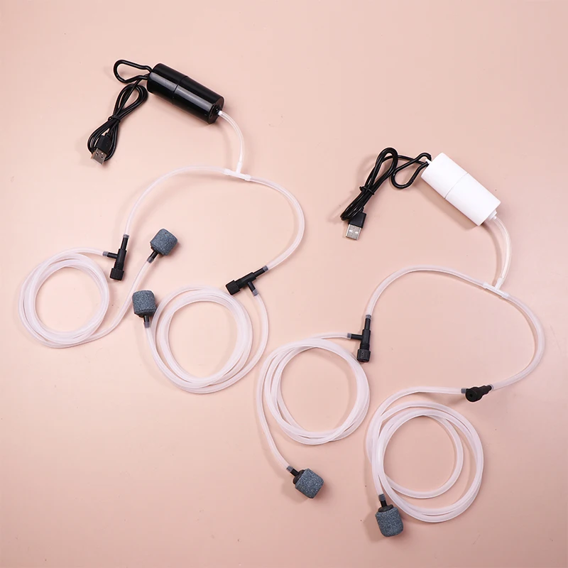 New Portable Dual-hole Silent Air Compressor Aerator Aquarium USB Oxygen Air Pump Fish Tank Portable Mini Small Oxygenator