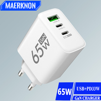 65W GaN USB Fast Charging Type C PD Charger Quick Charge Mobile Phone Power Adapter for iPhone 14 15 Pro Xiaomi Samsung Oneplus