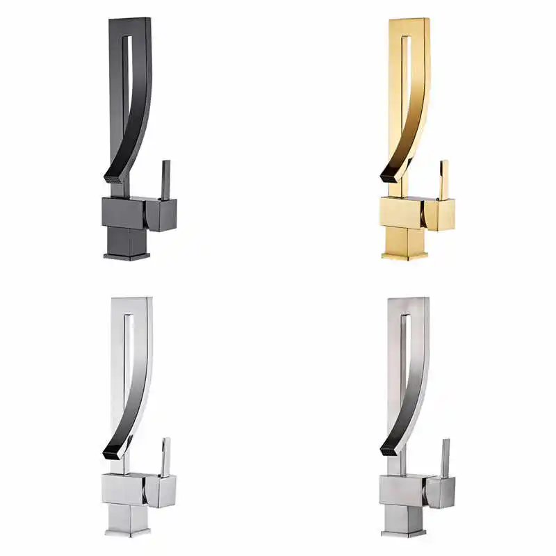 copper bar counter hot and cold faucet kitchen sink bathroom counter basin basin rotating faucet golden creative