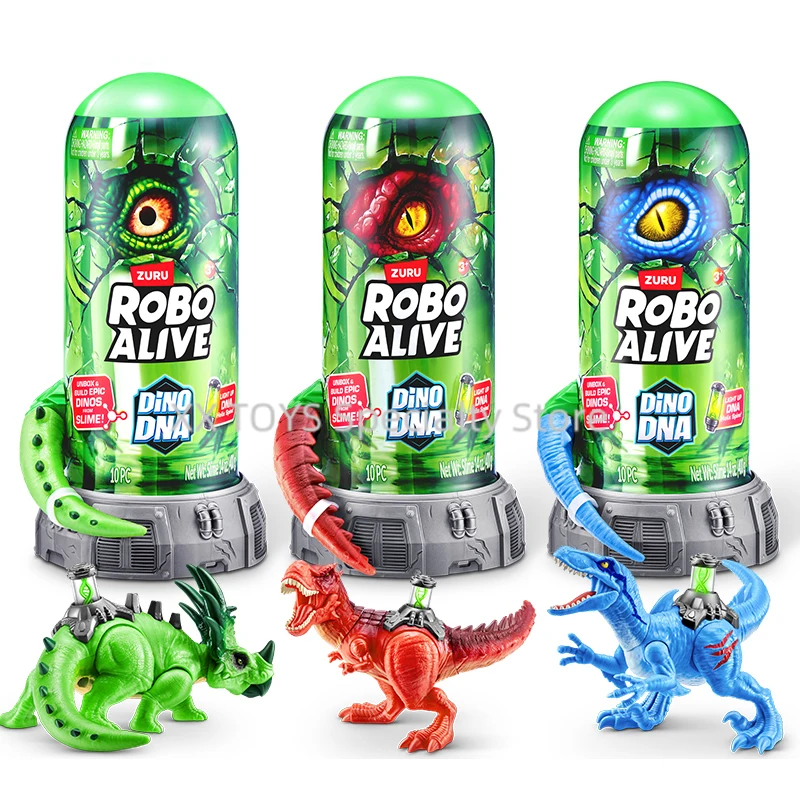 

ZURU Robo Alive Dino DNA Series Dinosaur Playset Tyrannosaurus Rex Ceratopsian Velociraptor Boys Treasure Hunt Surprise Toys