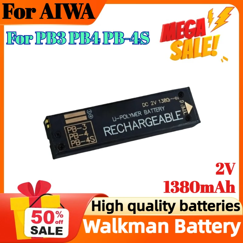

1380mAh 2V For AIWA Walkman PB3 PB4 PB-4S Jx729 Jx629 Jx202 Jx303 Jx505 Px370 Jx609 P50 Jx303 Jx2000 Px30 PB-3 PB-4 Battery