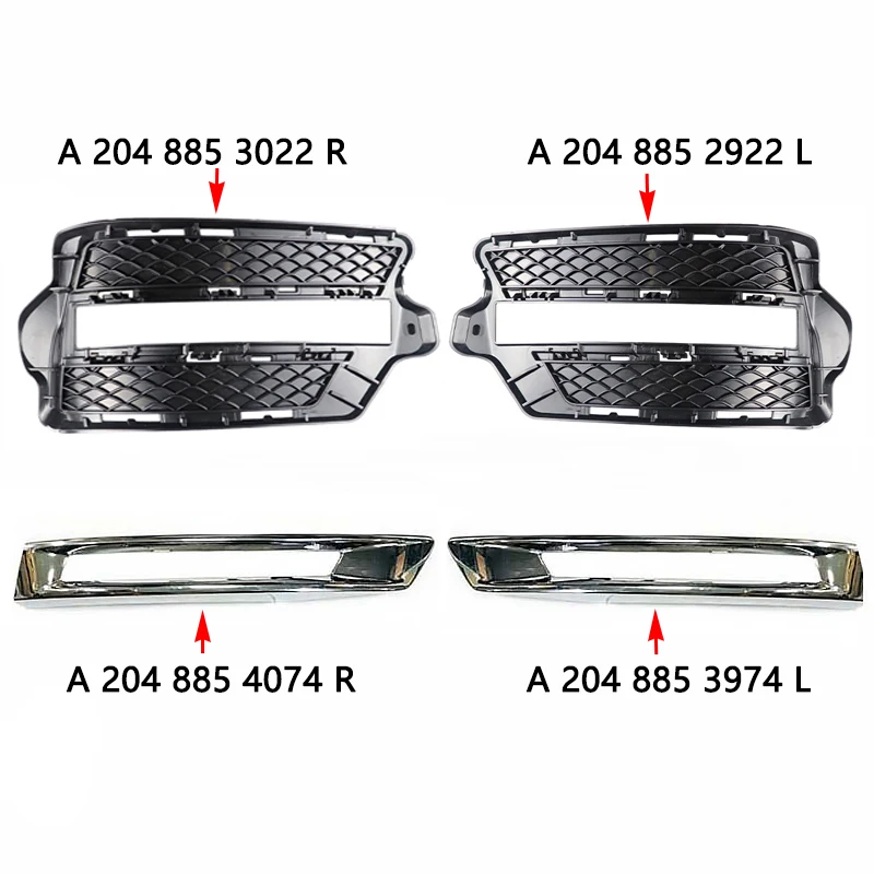 For Mercedes Benz GLK X204 W204 A2048853022 A2048852922 A2048853974 A2048854074 DRL Front Fog Lamp Cover Chrome Trim Grille Part