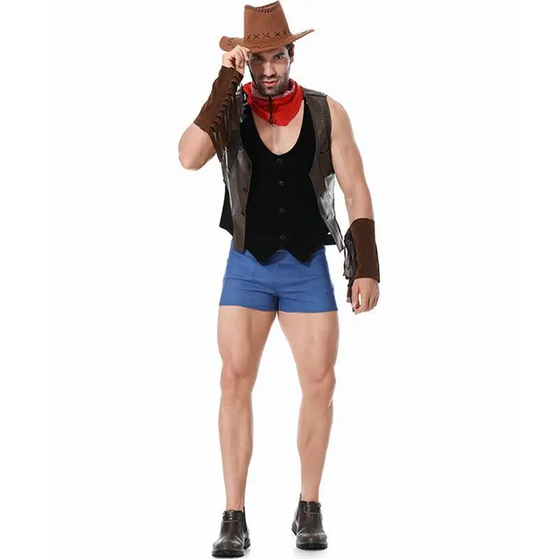 New Halloween Western Cowboy Men Adult Cosplay Bar Party Cosplay Costume