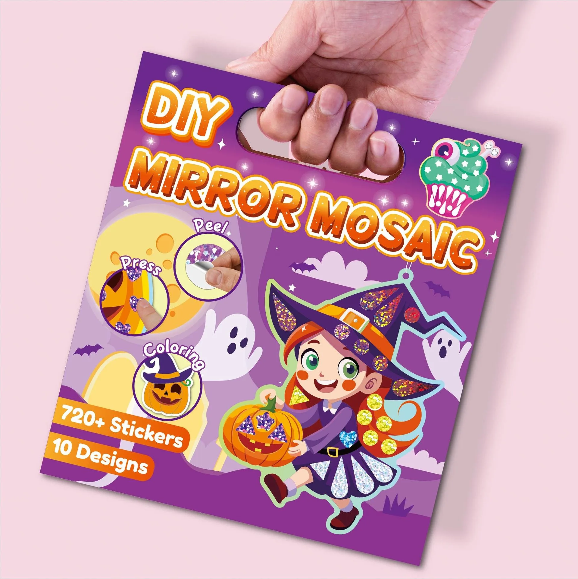 Halloween Mosaic Stickers Children's Educational Early Learning DIY Shiny Mirror Coloring Toys Stickers Baby Creative Painting