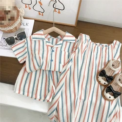 Summer Baby Clothes Set Stripe Kids Vestidos /Shirt Top Short Children Outfits Cotton Child Dress Toddler 2pcs Suit for Boy Girl