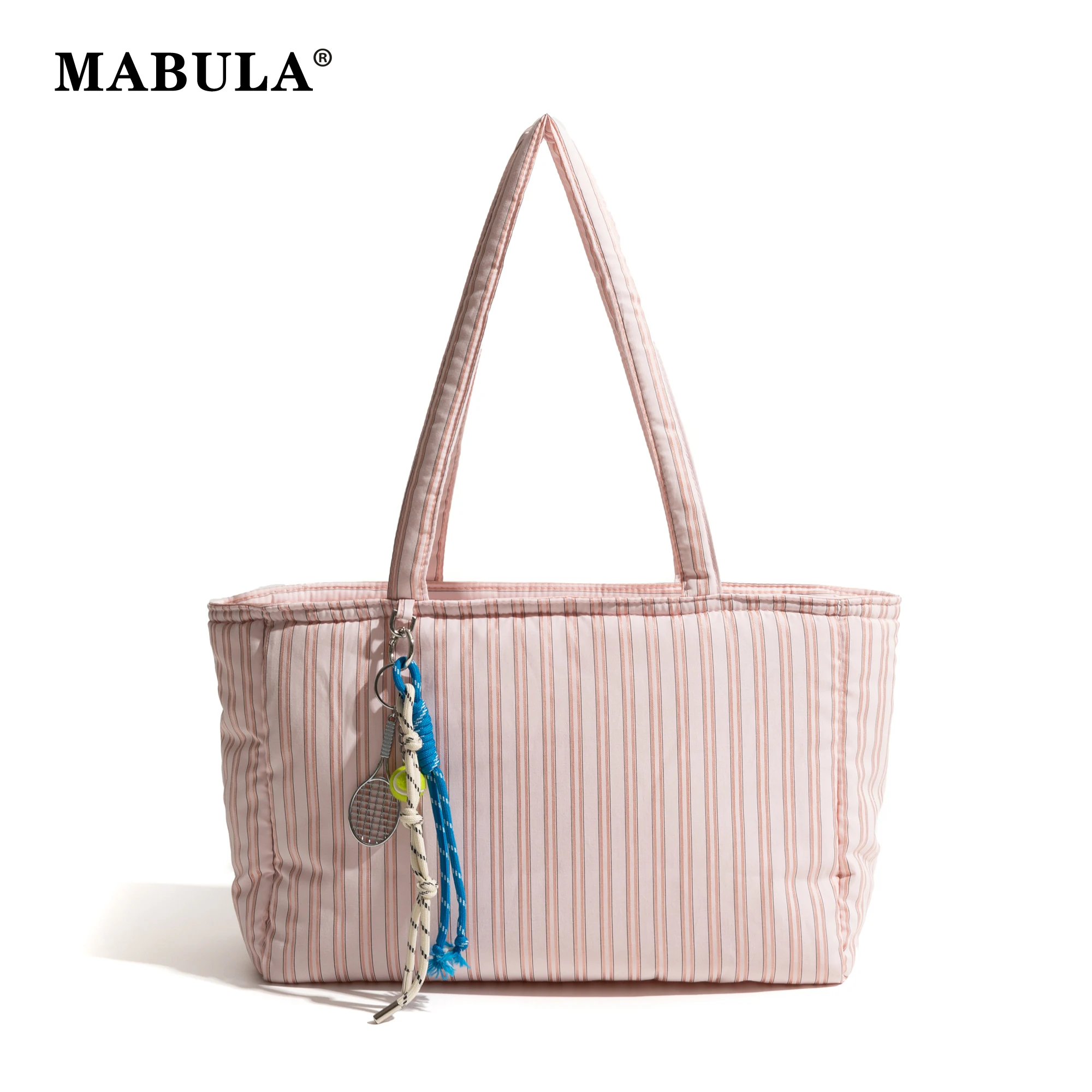 MABULA Striped Nylon Duffel Bag Women Ruffle Gingham Weekend Sports Overnight Travel Bag Female Large Capacity Tote Shoulder Bag