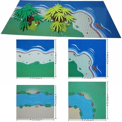 Construction Bricks City Baseplates DIY Sea Beach Islands River Grasslands Plates 32x32 Dots Small Particle Building Blocks Toys