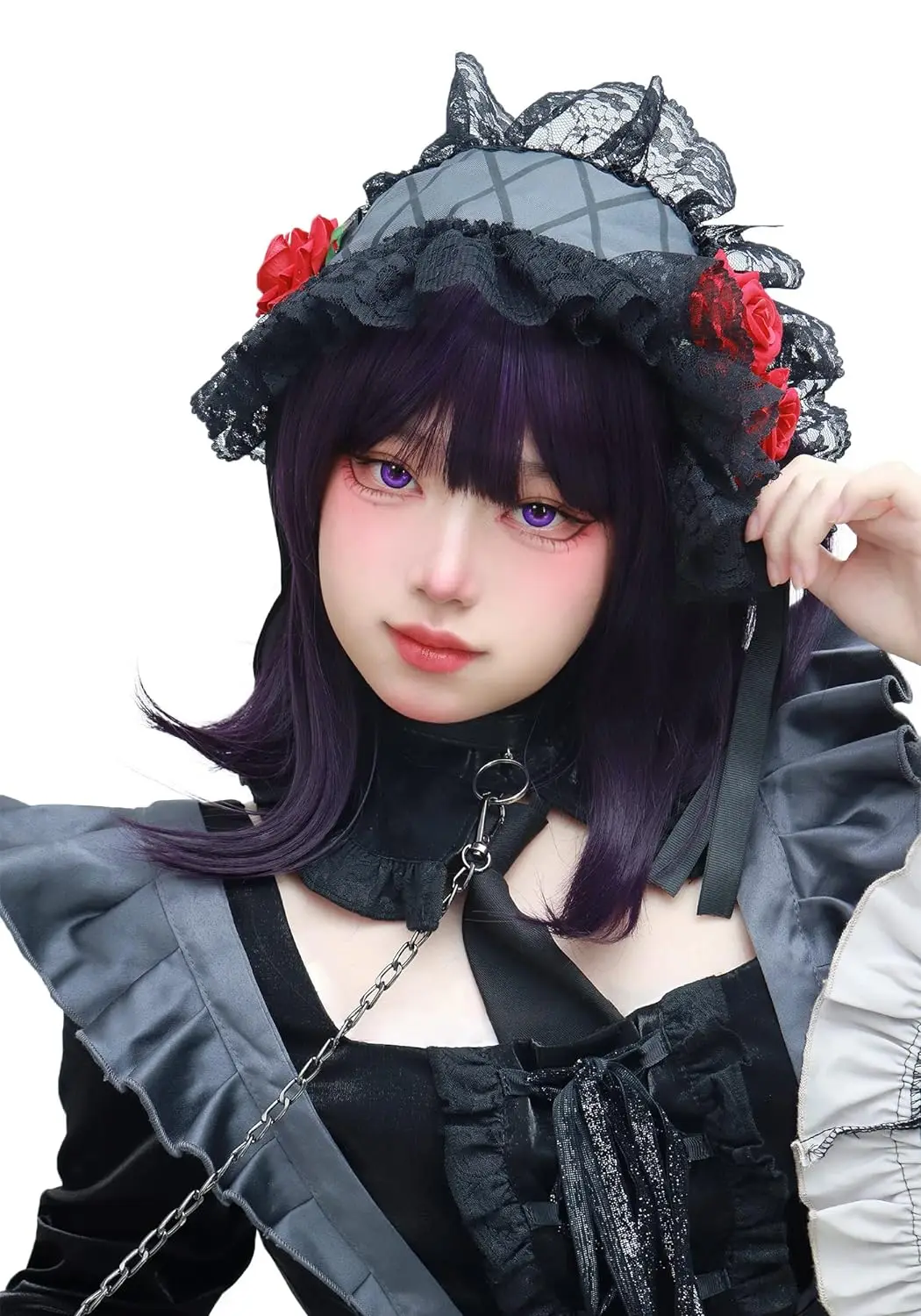 Peruka do Cosplay fioletowe krótkie włosy dla kobiet Anime imprezy Cosplay