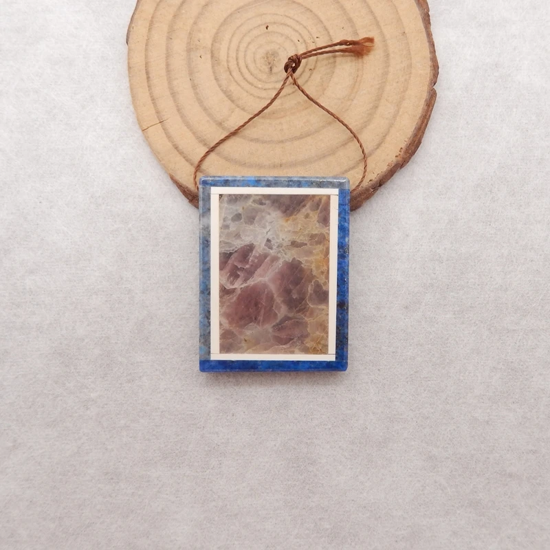 Handmade Howlite Lapis Lazuli Obsidian Fluorite Pendant 38x29x5mm 13g for Necklace Jewelry Charm Gift Accessory