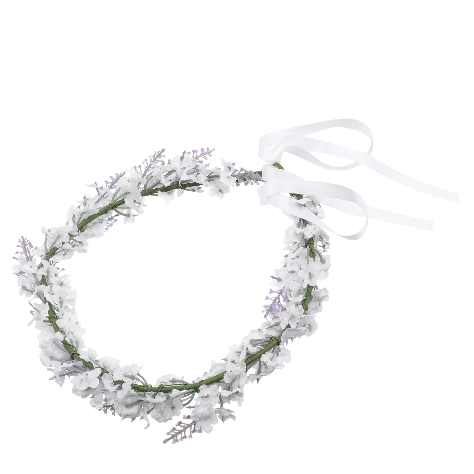 

Floral Headband Flower Crown Headpiece Hair Ribbons Lavender Wreath Bride Baby Headbands