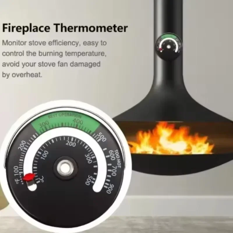 Fireplace Thermomete Magnetic Stove Thermometer Fire Stove Pipe Thermometer Gauge For Wood Log Chimney Pipe Oven Barbecue Oven