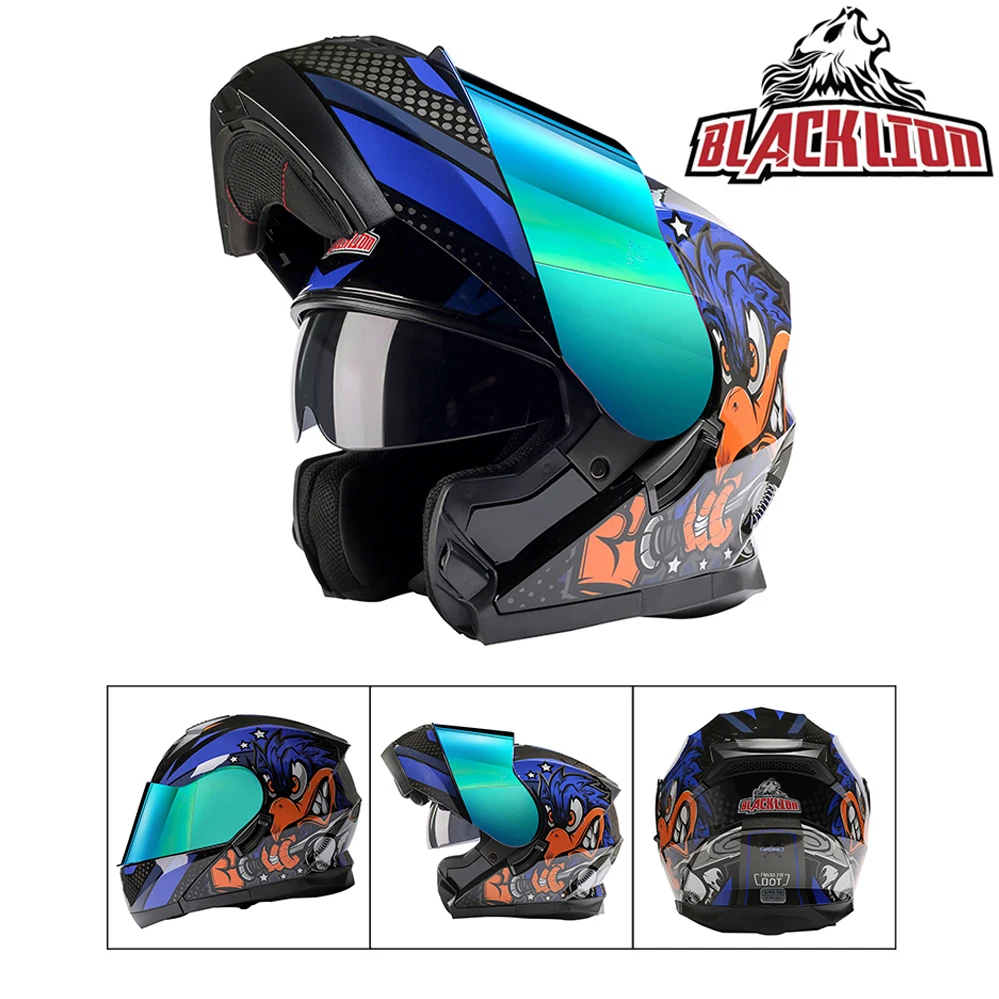 

Racing Modular Motorcycle Helmets Flip Up Double Lens Cascos Para Moto Motocross Casque S-XXL Face Shied Inner Sun Lens Dot Ece