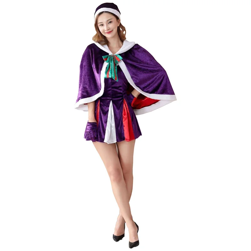 Costume de Père Noël Violet pour Femme, Robe de Noël Anime Cosplay, 2021