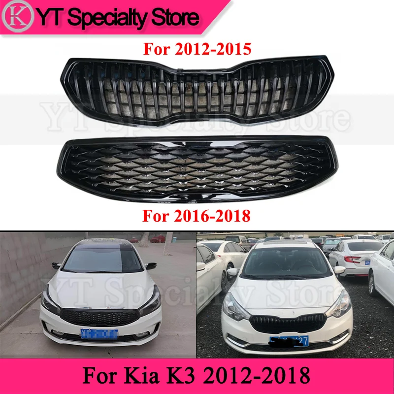 Kamshing Front Bumper Grille Mesh Radiator Grill For Kia K3 2012-2018 Modify Black Racing Grills