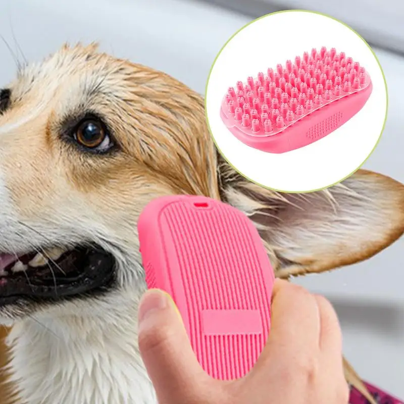 Dog Hair Brush Dog Cleaning Brush Pet Shampoo Bath Soothing Massage Rubber Bristles Curry Comb Pet Brushing Grooming Comb For