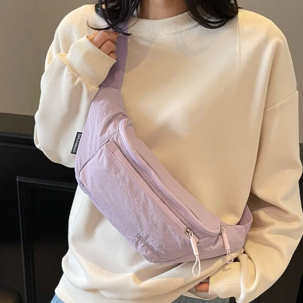 

Solid Color Nylon Fanny Packs Crossbody Bag Cloth Crossbody Waist Pack Large Capcity Korean Style Sports Waist Bag Shopping