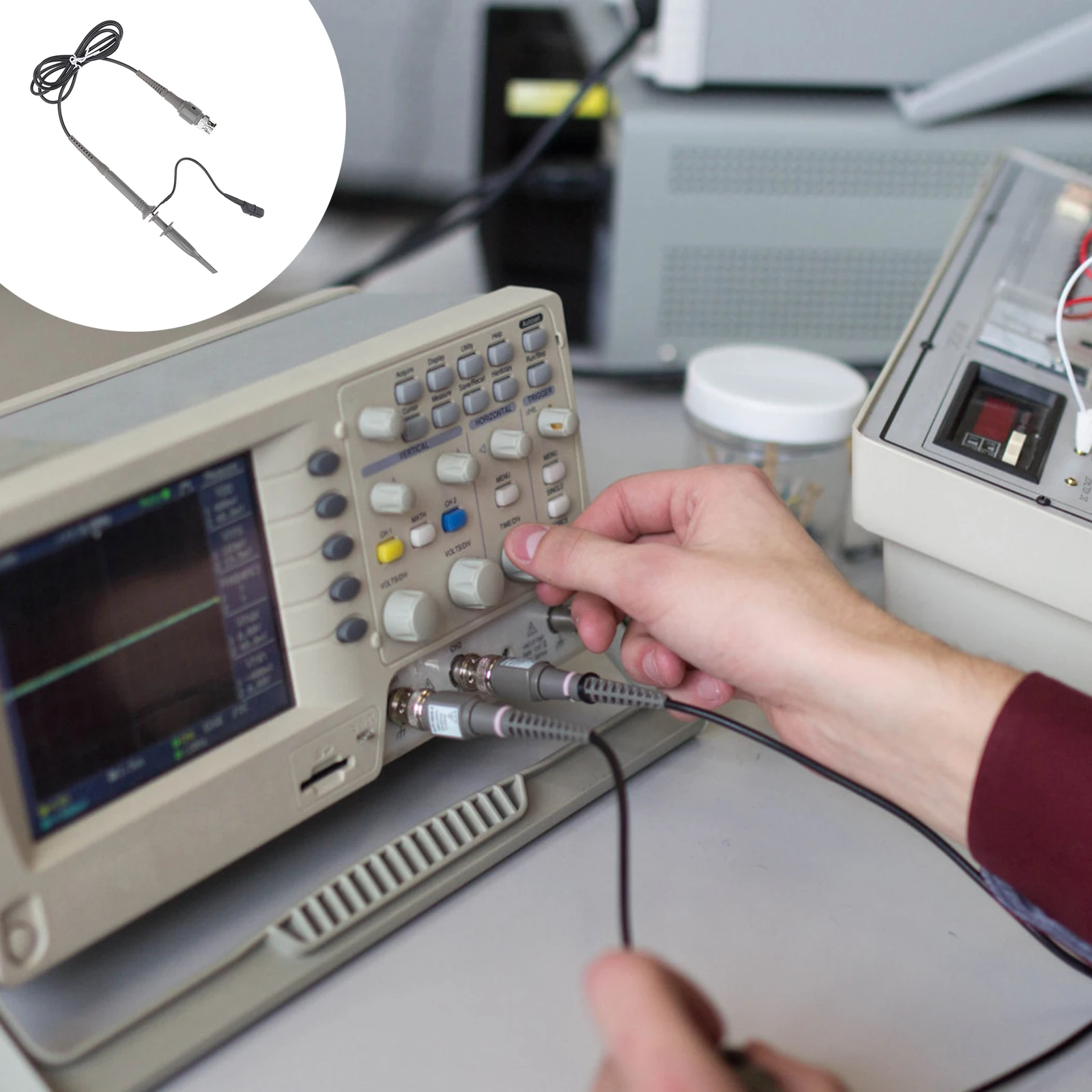 

1Pcs 100Mhz Oscilloscope Clip Probe Kit Smd Safe Insulation Cover Color Rings for Channel Distinguishing 10X Probe