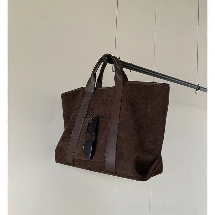 Large Capaci Velvet Surface Korean Sle Women's Handbag Simple Tote Bag Faionable Meat Chens New Model Soft Cotton 