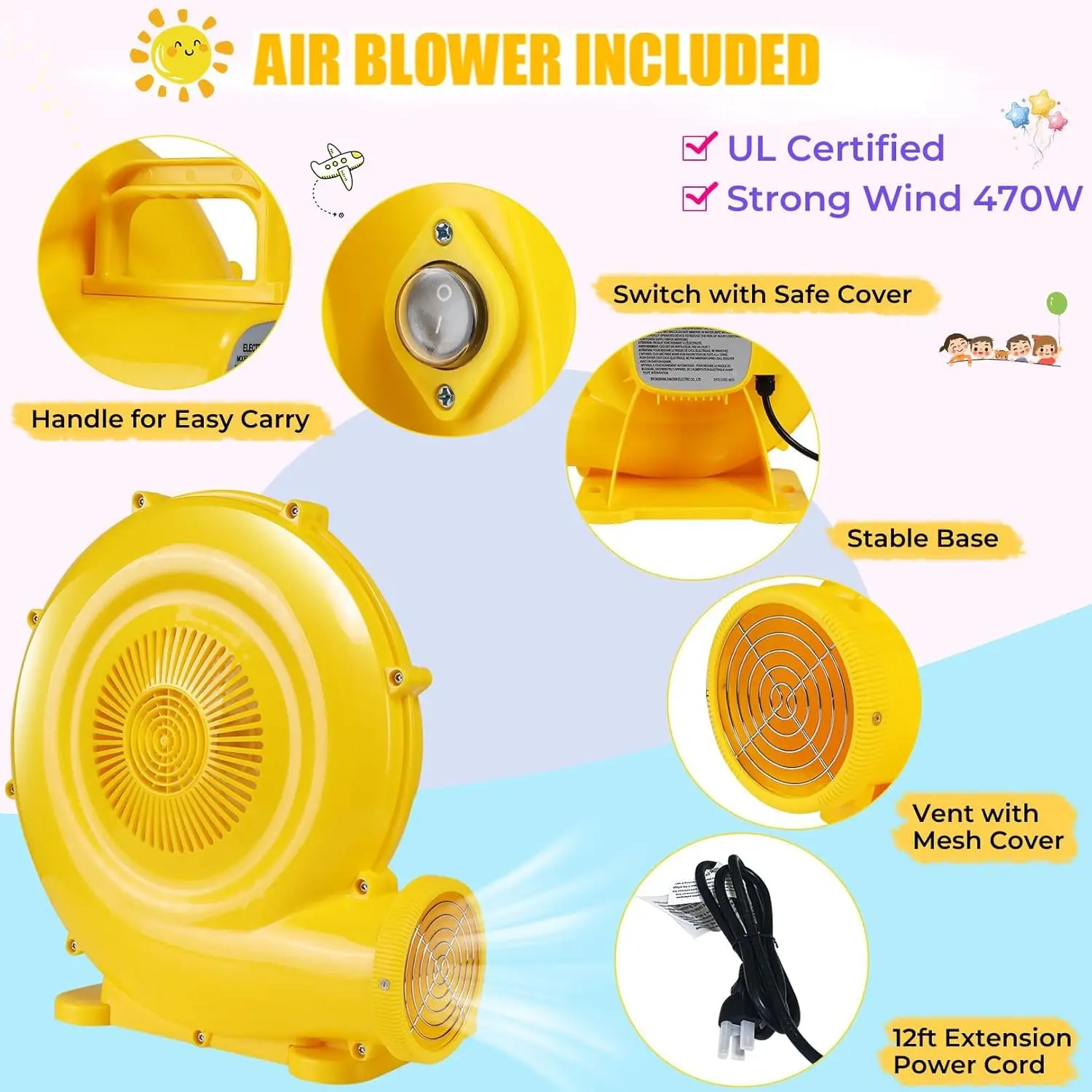 منزل ترتد وردي قابل للنفخ للأطفال ، حديقة مائية الكل في واحد للقفز والانزلاق مع 50 كرة المحيط ، 6 كرات دارت ، 2-8 ، 161x82x63