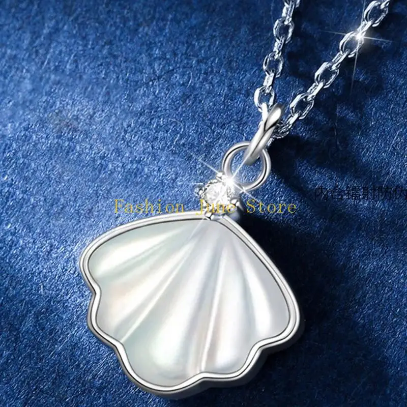N5KA Silver Shell Charm Necklace with 