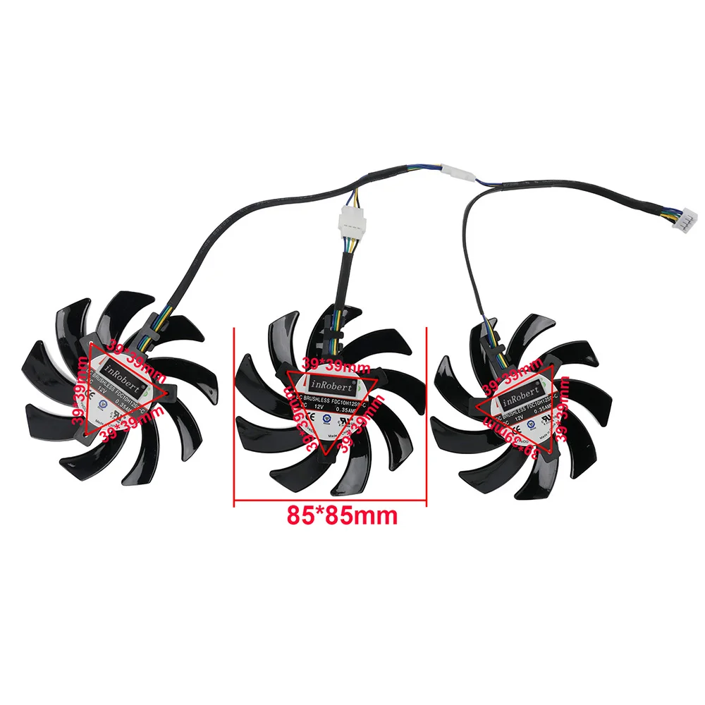 3個85ミリメートルFDC10H12S9-Cビデオカードの交換サファイアradeon R9 290Xトライ × oc R9 390 390X 8ギガバイトニトロクーラーファン