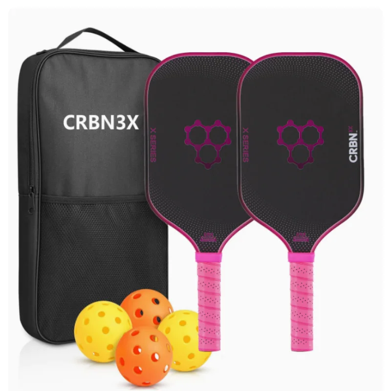 T700 Carbon Fiber Pickleball Paddle Set Honeycomb Core CRBN3X Five-pointed Star Shape Lightweight Pickleball Racket for Adult Tr