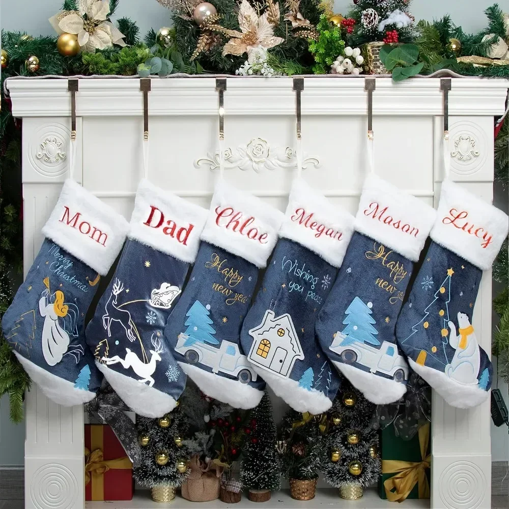 Personalized Christmas Stockings 6Pack Custom Embroidery Name for Family 20