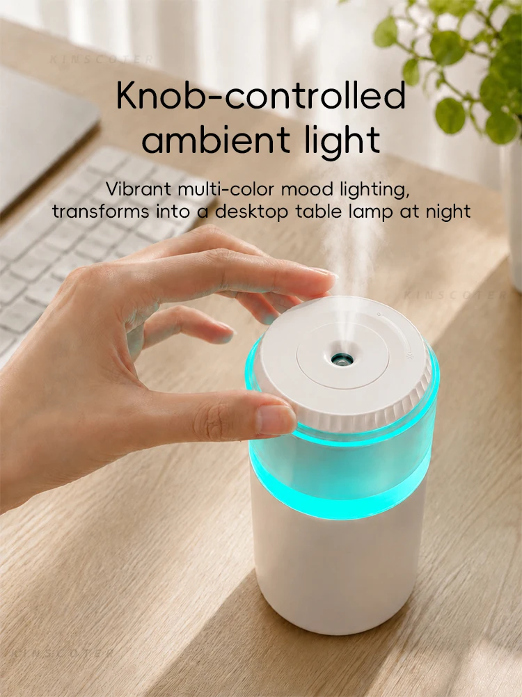 Tragbarer kabelloser Ultraschall-Luftbefeuchter mit farbigem Nachtlicht, 2 Nebelmodi, USB-aufladbarer Mini-Luftbefeuchter für Auto und Zimmer – Detail 11