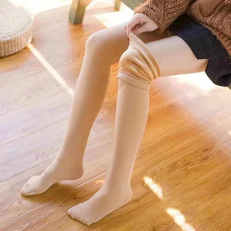 32/40/60cm Winter Warm Long Socks Women Soft Velvet Thicken Stockings Plush Over Knee Tights Compression Legging Boots Sox Mujer