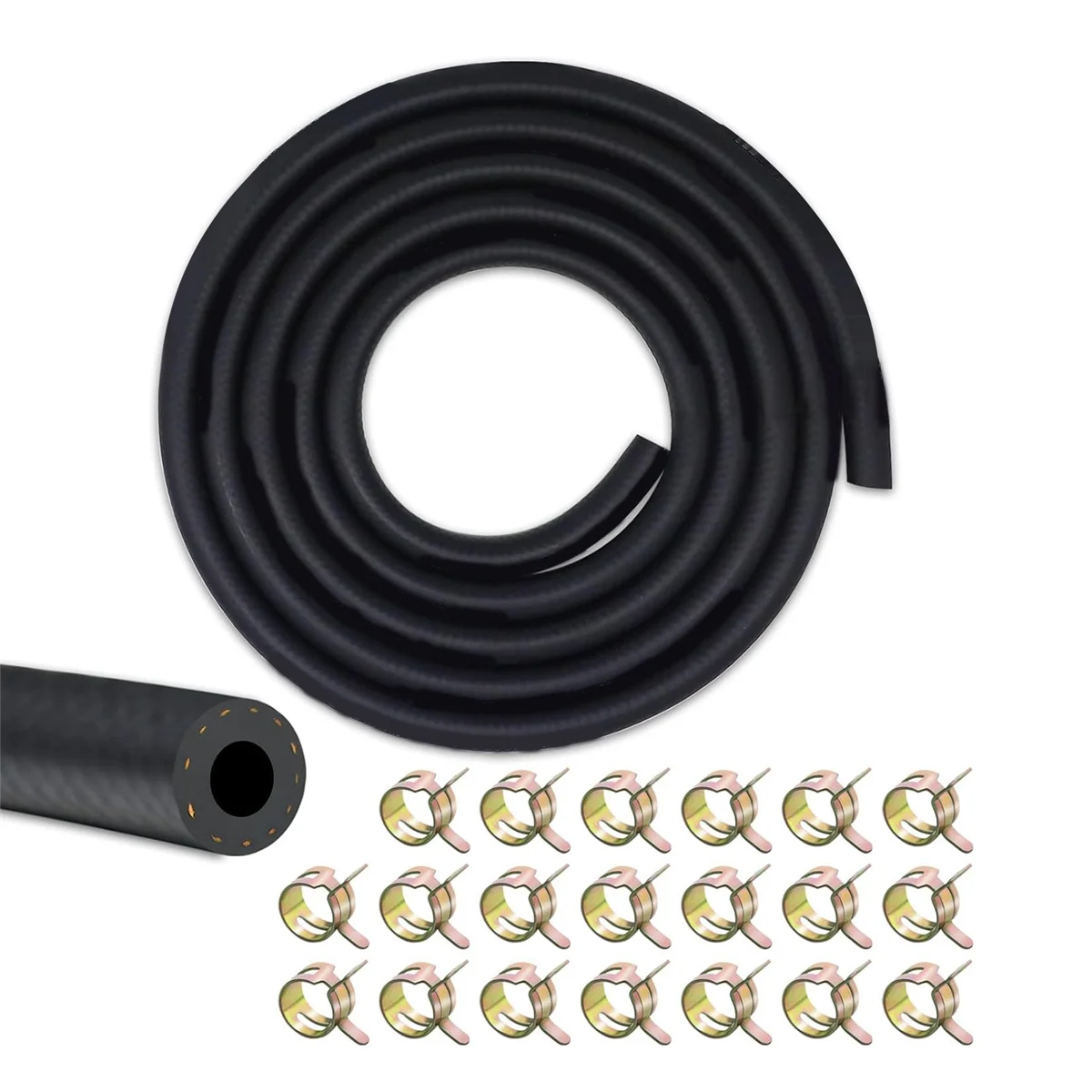 1/4 Fuel Line, Fuel Line Hose 10 Feet, NBR Rubber Gasoline Tube with 20 PCS Fuel Line Clamps, Fuel Line Kit