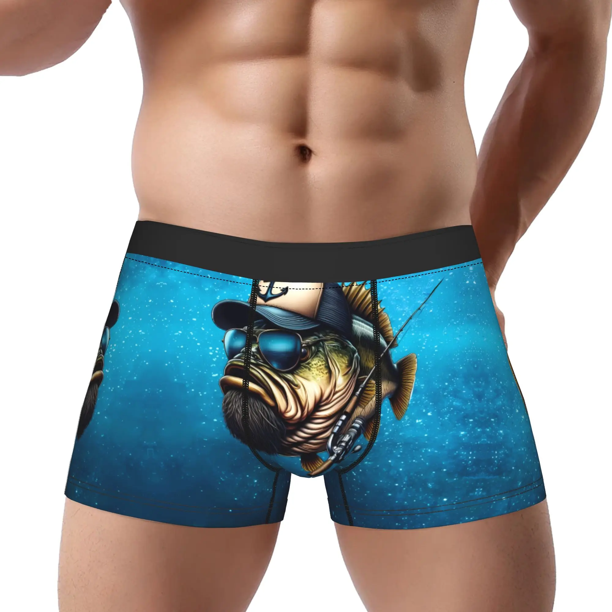 

Bass Fish Fishing Underwear Man Polyester Boxer Briefs Underpants Printed