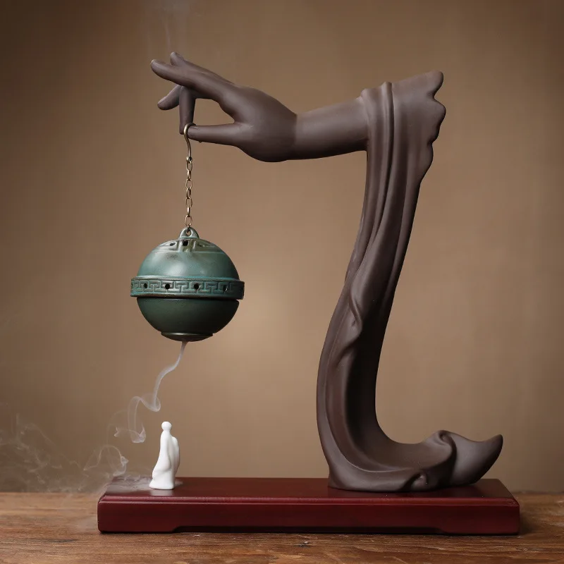 Purple Clay Ceramic Coil Backflow Dual-use Incense Burner Creative Ornament Available fo