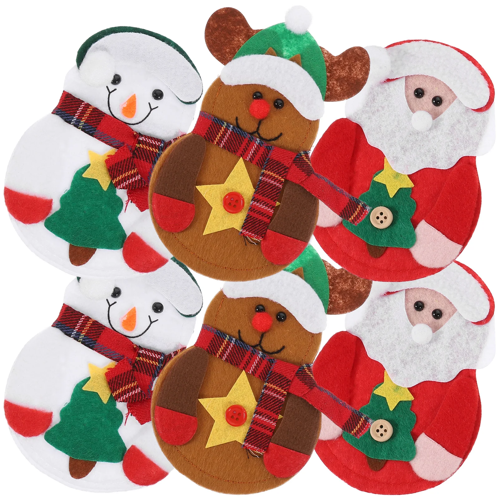 

6 Pcs Cutlery Bag Knife Fork Christmas Decoration Snowman Elk Tableware Holder Holiday Home Use Storage Rack Utensils Bags