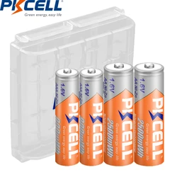 PKCELL 2PC AA Batteries 2500MWH+2PC 900MWH 1.6V NIZN AAA Rechargeable Battery NI-ZN Batterias with 2 Battery Holder Case Box