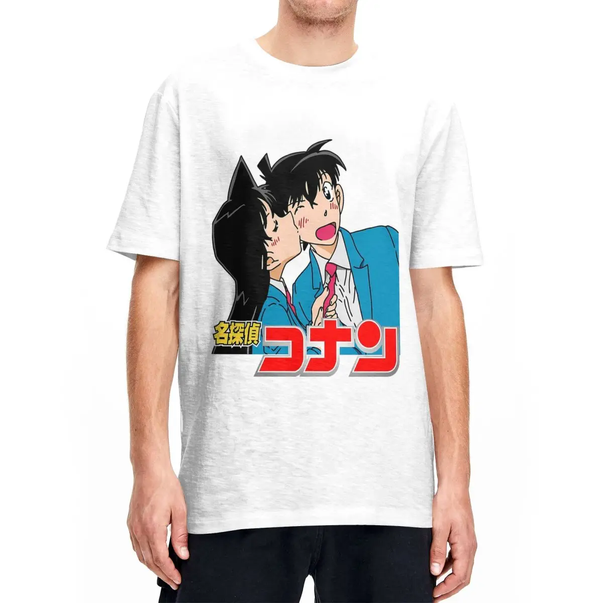 Detective Conan Ran Kiss Shinichi T-Shirt Men Women Leisure 100% Cotton Tees Round Neck Short Sleeve T Shirts Plus Size Clothing