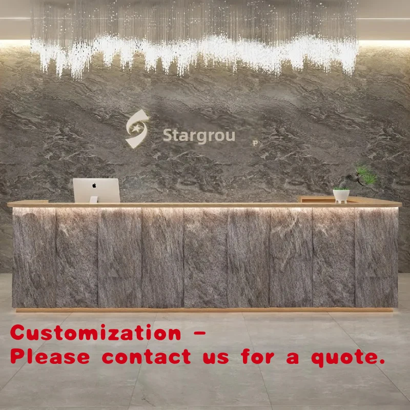 

Изготовленная на заказ прочная современная стойка ресепшн из деревянных панелей для спортзалов, отелей, школ, салонов красоты, учебных заведений и супермаркетов