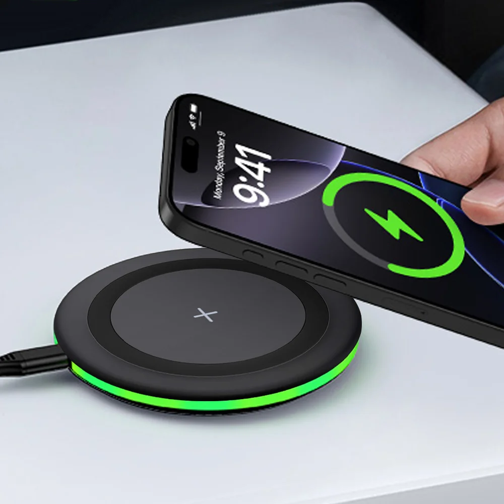 Mini 15W Magnetic Wireless Charger Pad For Magsafe iPhone 17 16 15 14 13 12 Pro Max Samsung LED Magnet Fast Charging Phone Stand