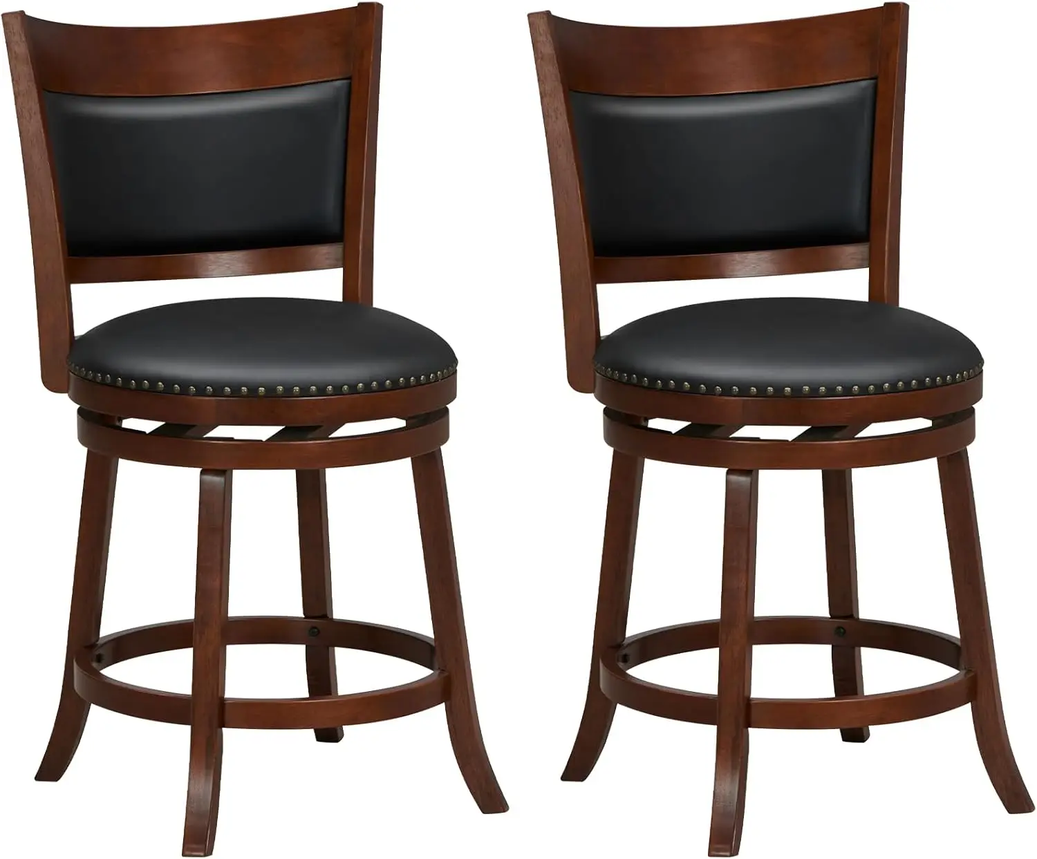 

25" Bar Stools Set of 2, Swivel Counter Height Stools with Back, 20" Wide Padded Seat & Round Footrest, bar chair